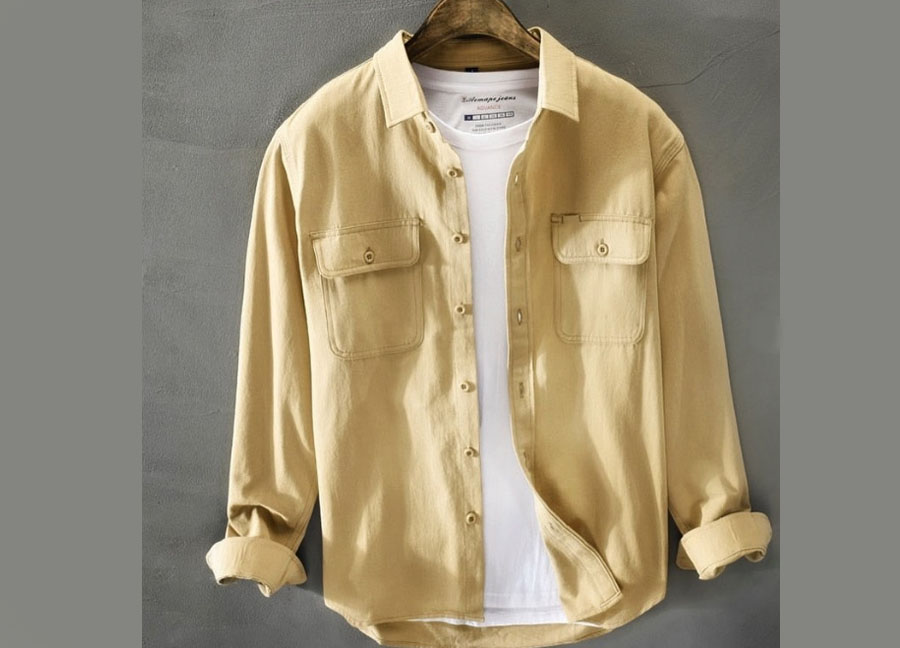 پیراهن لیمویی مردانه با تیشرت سفید
